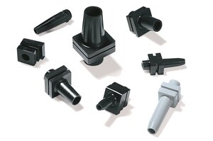 Strain protection grommets in various shapes and sizes.