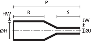 b: w pełni obkurczona (po podgrzaniu)