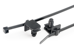 2-parts fixeringsband med grantoppsfäste för runda hål och med sidooffset