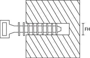 Cheville murale en application, dans un mur en béton.