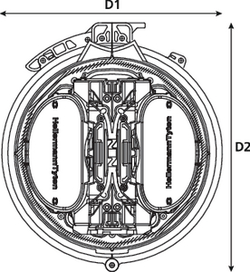 UFC-IR Double Stack Closure with cover and clamp (top view)