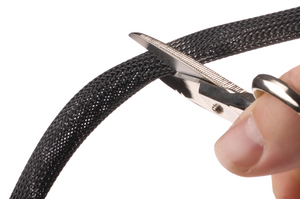 Expandable braided sleeving ends will not fray, even when cut with scissors.