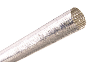 Aluminum laminated fiberglass sleeving reflects radiant heat away from sensitive contents inside the tubing.