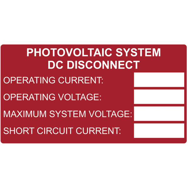 Printable Solar Installation Labels DCRATING (596-00241 