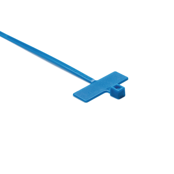 Cable tie features an identification plate to easily identify bundles.