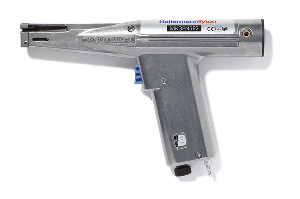 气动张紧工具 MK3PNSP2 适用于最大带体宽度为 4.8mm 的塑料扎带。