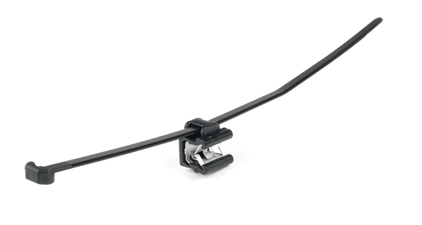Durch den zweiteiligen Aufbau kann der Edge Clip entlang des Kabelbinderbandes gleiten, um die richtige Ausrichtung zu gewährleisten.