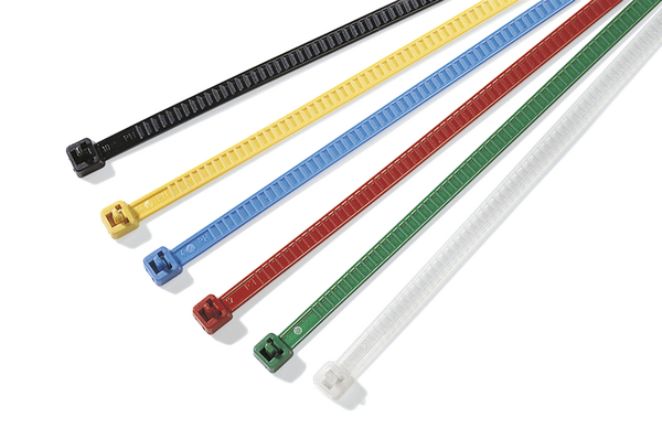 Colliers de couleur et réutilisables, adaptés au repérage et à l'identification des câbles.