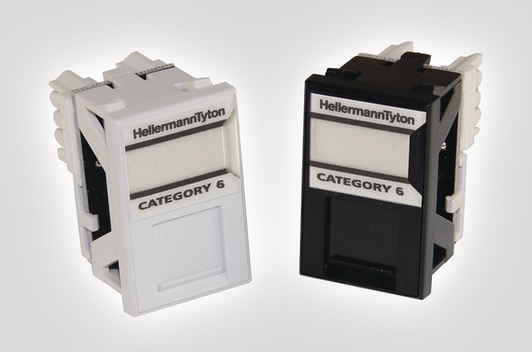 LJ6C Category 6 Single Outlets (shown in black and white)